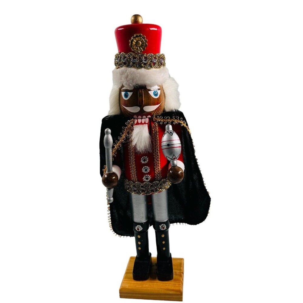 Large Nutcracker Soldier Gold Red Black Christmas Holiday Decor Decoration 15"